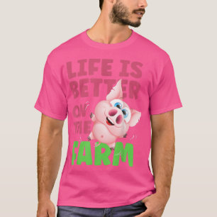 Camiseta A Vida É Melhor Na Fazenda Farmadora Verde Rosa F