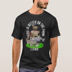 Camiseta A vida é melhor na fazenda Lhama Alpaca Amante de