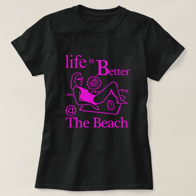 Camiseta A vida é melhor na praia, mulher, em Beach Towel (Frente do Design)