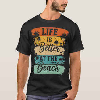 Camiseta A Vida É Melhor Na Praia Verão Retro