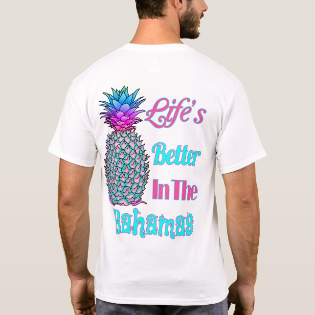 Camiseta A vida é melhor nas Bahamas (abacaxi tropical) (Verso)