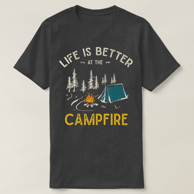 Camiseta A Vida É Melhor No Acampamento C Do Camp Engraçado (Frente do Design)