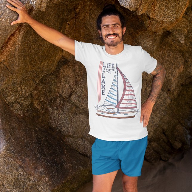 Camiseta A vida é melhor no Barco do lago (Criador carregado)