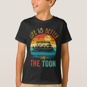 Camiseta A Vida é Melhor No Barco Toon Pontoon Boating Po