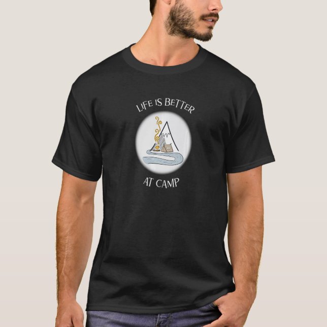 Camiseta A vida é melhor no campo Tent Campfire Premium (Frente)