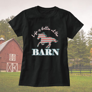 Camiseta A Vida É Melhor No Cavalo Chevron-Sul Do Barn