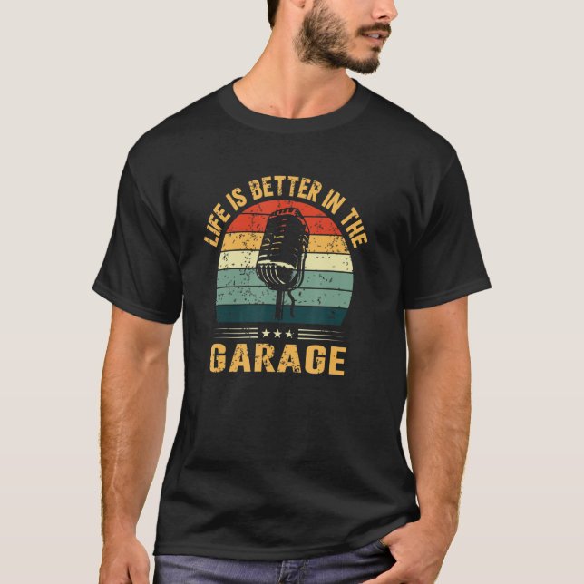 Camiseta A Vida É Melhor No Chumbo Do Microfone Retro Da Ga (Frente)