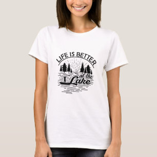 Camiseta A Vida É Melhor No Lago Amante De Barcos Engraçado