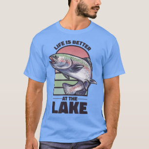 Camiseta A Vida É Melhor No Lago Pescar Família Divertida D