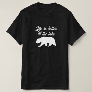 Camiseta A vida é melhor no lago, silhueta de ursos negros
