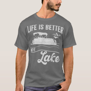 Camiseta A Vida É Melhor No Lago Vintage Pontoon Boat
