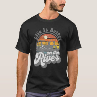 Camiseta A Vida É Melhor No Rio Engraçado Pontoon Boat Boa