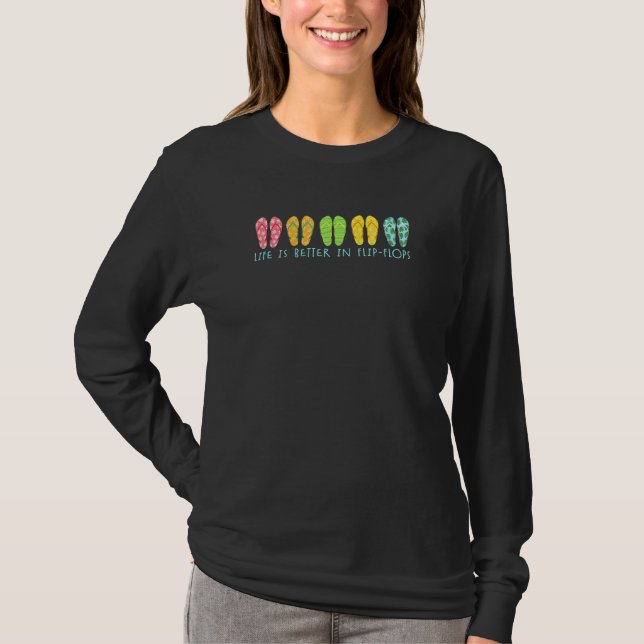 Camiseta A Vida É Melhor No Summertime Do Flip-Flops (Frente)