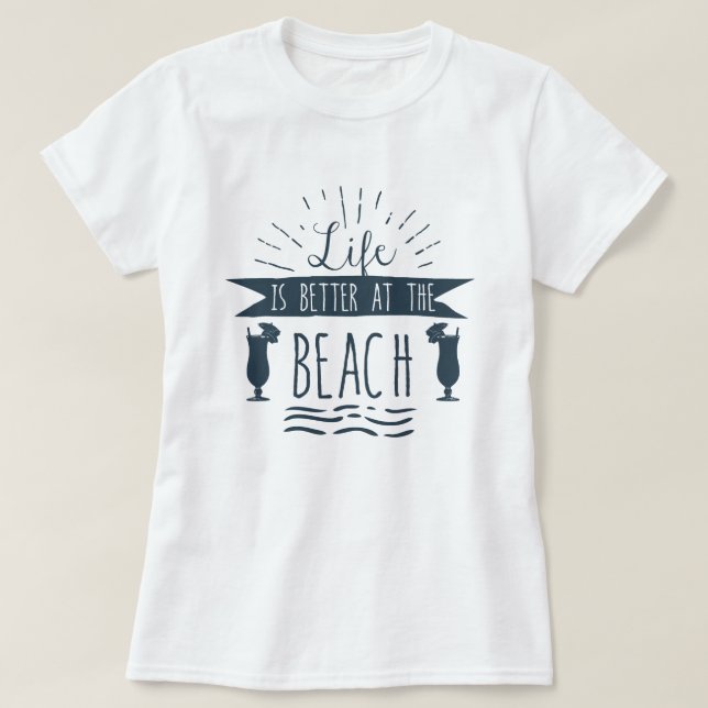 Camiseta A vida é melhor no verão da praia (Frente do Design)