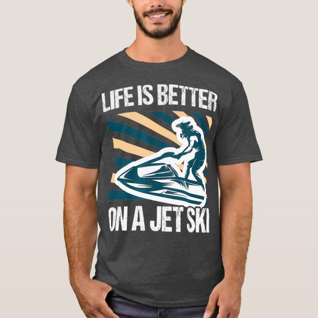 Camiseta A vida é melhor num esqui a jato - esfolando (Frente)