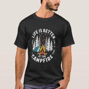 Camiseta A Vida É Melhor Perto Da Fogueira Divertido Campin