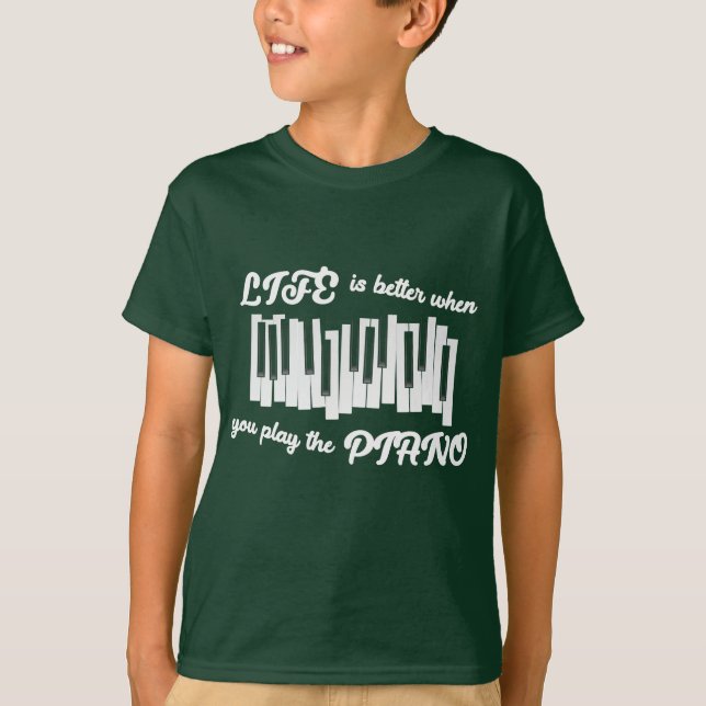 Camiseta A Vida É Melhor Quando Você Joga O Piano (Frente)