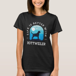 Camiseta A Vida é Melhor Rottweiler Rottie Azul Vintage Mãe