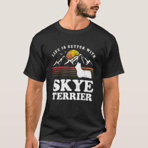 Camiseta A Vida é Melhor Skye Terrier Vintage Mãe de Cachor