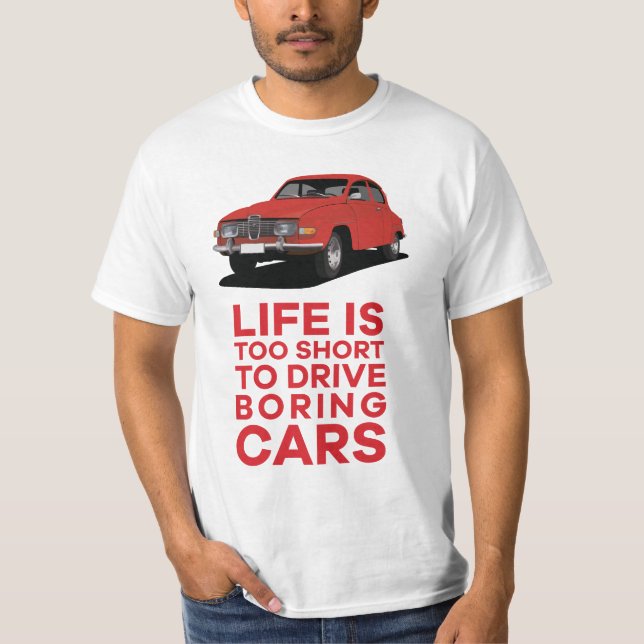 Camiseta A vida é muito curta - aborrecida - Saab 96 - DIY (Frente)
