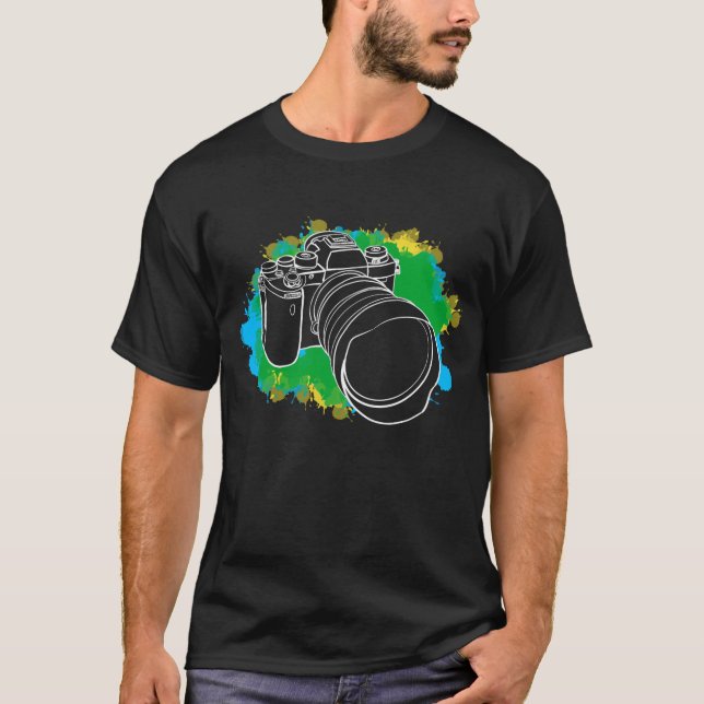Camiseta A vida é muito curta para câmeras ruins (Frente)
