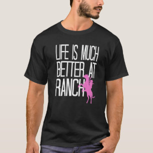 Camiseta A Vida É Muito Melhor No Rancho Retro Engraçado Pr