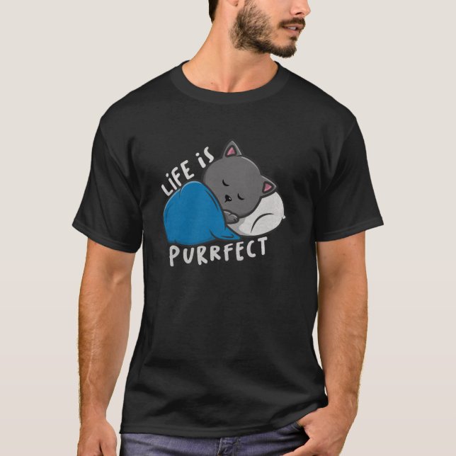 Camiseta A vida é perfeita - Gato adormecido (Frente)