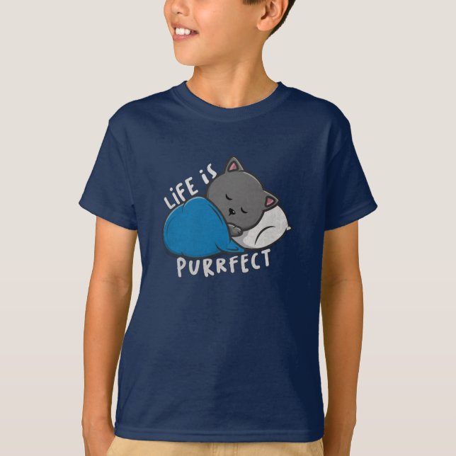 Camiseta A vida é perfeita - Gato adormecido (Frente)