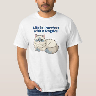 Camiseta A vida é Purrfeita com um Design de Gato Ragdoll