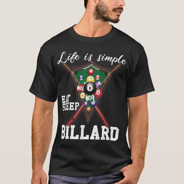 Camiseta A vida é simples - Coma bilhar de sono (Frente)
