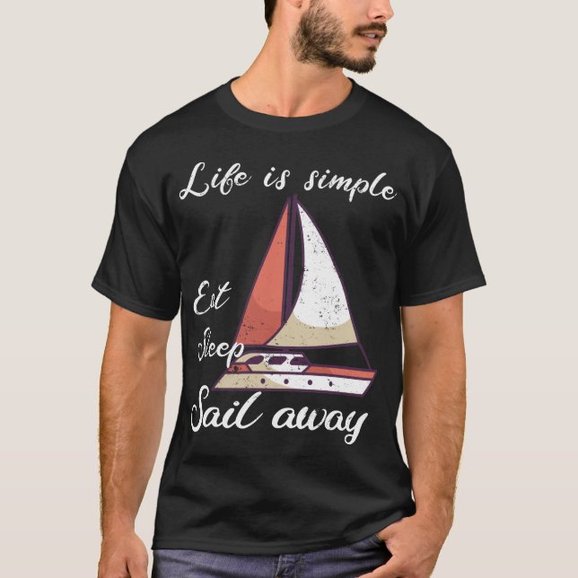 Camiseta A vida é simples - comer e velejar (Frente)