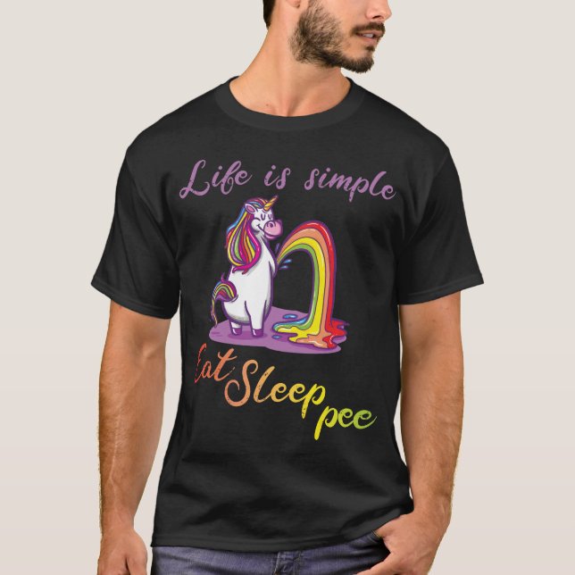 Camiseta A vida é simples - comer urina de sono (Frente)
