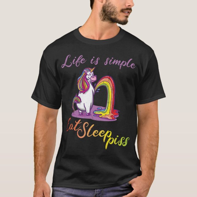 Camiseta A vida é simples - comer urina de sono (Frente)