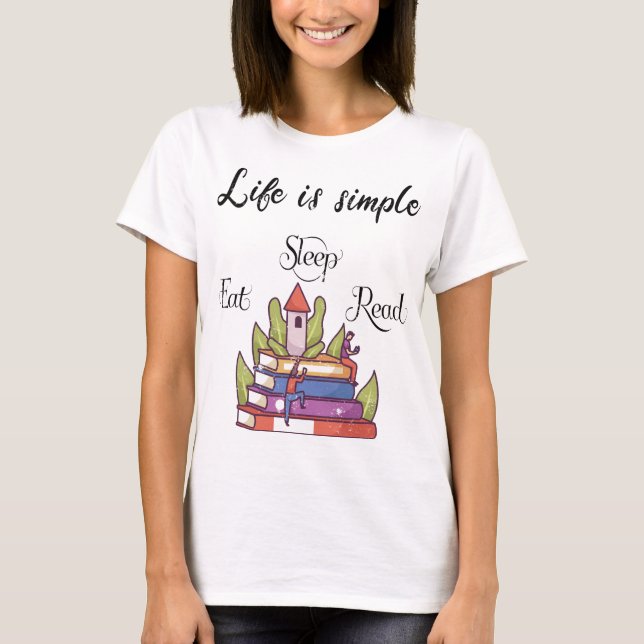 Camiseta a vida é simples - ler (Frente)