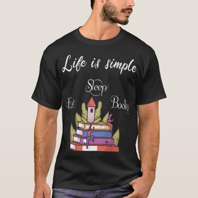 Camiseta a vida é simples - Livros (Frente)