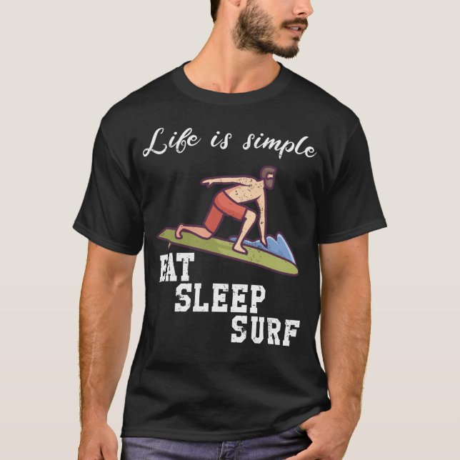 Camiseta A vida é simples - surfar (Frente)