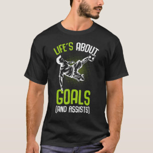 Camiseta A vida é sobre objetivos jogadores de futebol jove