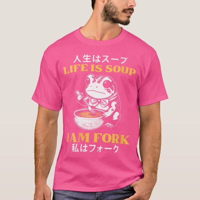 Camiseta A Vida É Sopa Eu Sou O Fork Sapo Japonês (Frente)