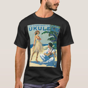Camiseta A vida é t-shirt curto escuro da luva dos bons