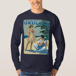 Camiseta A vida é t-shirt longo escuro da luva dos bons