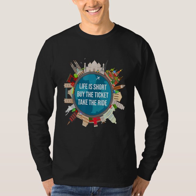 Camiseta A Vida É Um Comprar Curto O Bilhete Leva O Viagem (Frente)