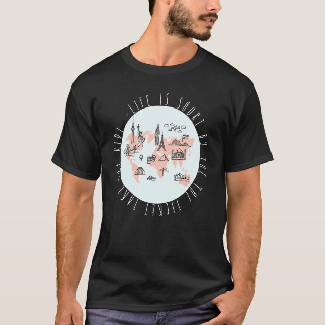 Camiseta A Vida É Um Comprar Curto O Bilhete Leva O Viagem (Frente)