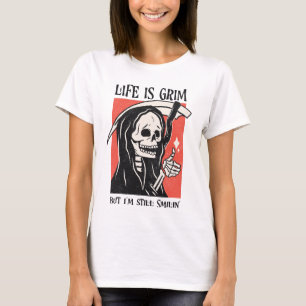 Camiseta A Vida É Um Grim Funny Grim Reaper Engraçado Sarcá