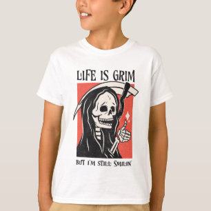 Camiseta A Vida É Um Grim Funny Grim Reaper Engraçado Sarcá