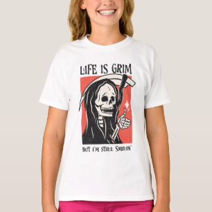 Camiseta A Vida É Um Grim Funny Grim Reaper Engraçado Sarcá