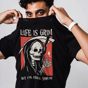 Camiseta A Vida É Um Grim Funny Grim Reaper Engraçado Sarcá