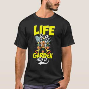 Camiseta A Vida É Um Jardim Cave-o Ditado de Paisagismo Jar
