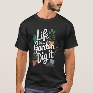 Camiseta A Vida É um Jardim, Cave-o Plantas Coloridas em Va