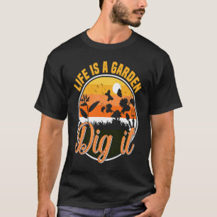Camiseta A vida é um Jardim Cave Suculentas Jardim de Grama