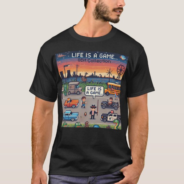 Camiseta A Vida É Um Jogo. #Part2 (8 bits) (camisa do jogad (Frente)